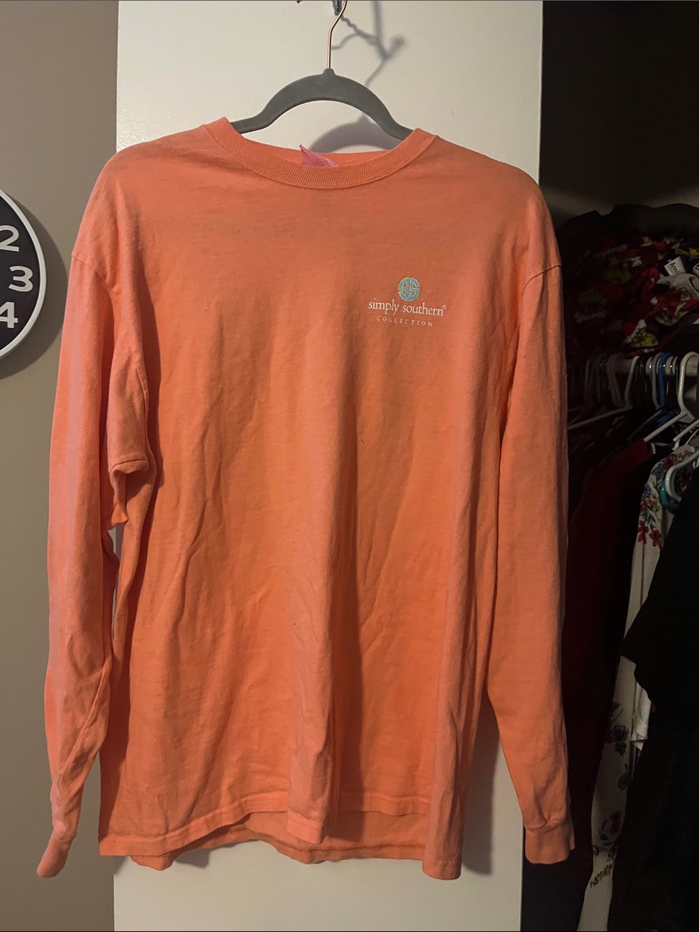 Simply Southern Men's Long Sleeve Tee — Peach/orange